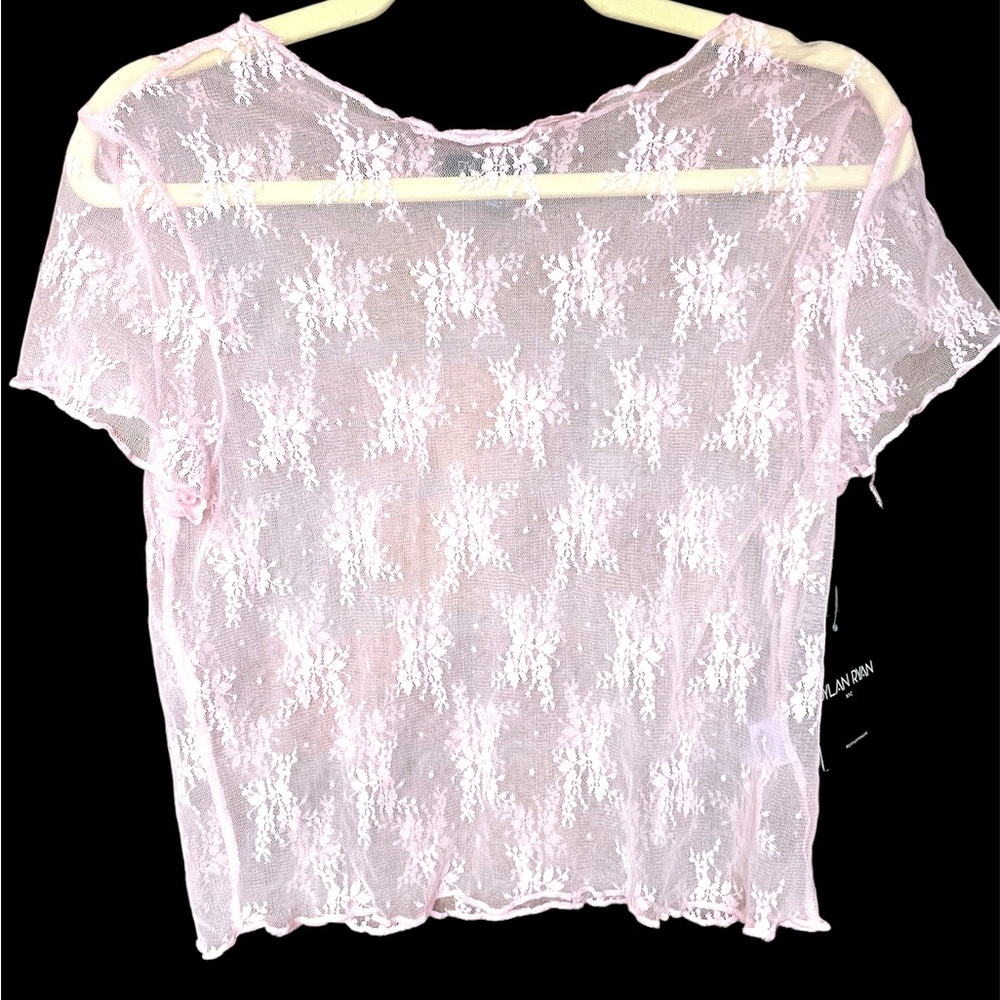 Dylan Ryan Pink Sheer Mesh Cap Sleeve Top Size XL